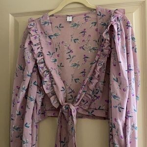 Floral tie front crop top